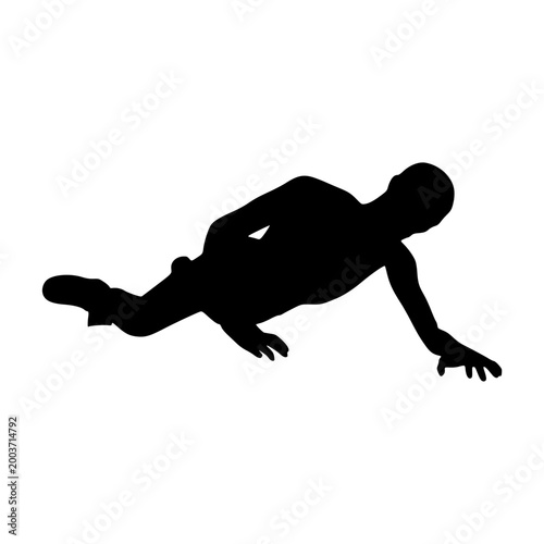 Crawling zombie monster silhouette. Spooky and scary character. Isolated on white background.