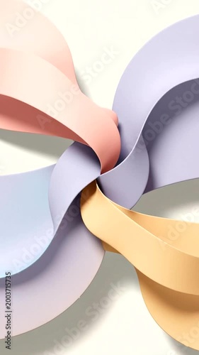 Colorful Paper Ribbons Twisting Together.