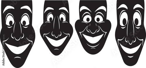 Comedy theater masks black white
