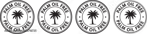 Palm oil free stamps with palm tree black and white