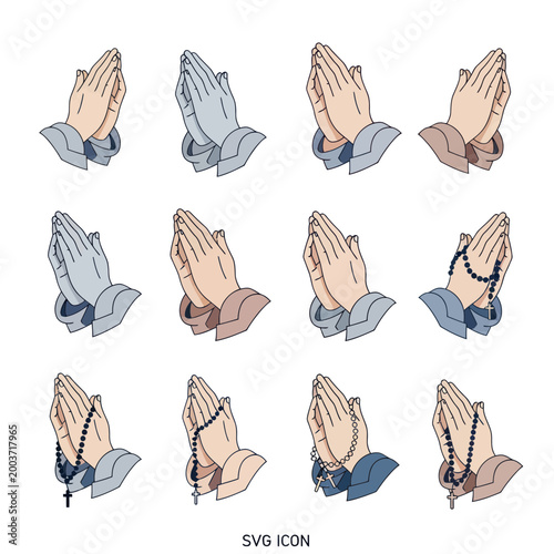 Fotografi Praying Hands Icon Set: Faith, Hope, and Spirituality Collection