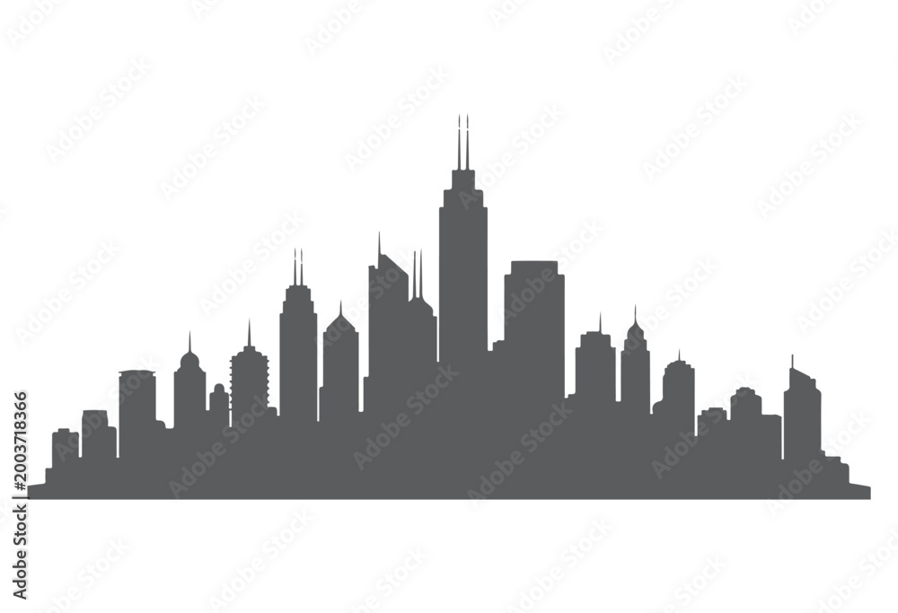 Obraz premium Vector illustration of city skyline, new york city skyline silhouette, city building silhouette. 