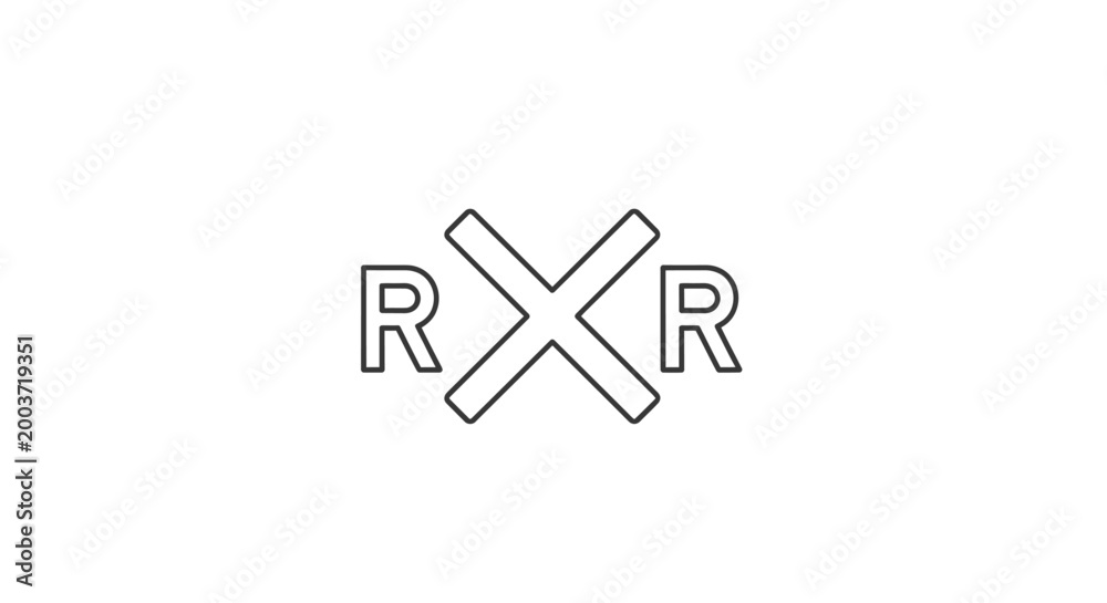 Obraz premium Railroad Crossing Sign Symbol, RRxR, Vector Illustration