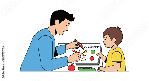 Learning shapes with teacher and child