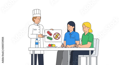 Chef teaching food hygiene to students