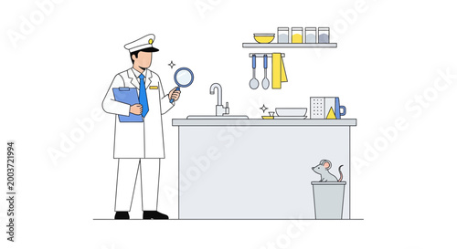 Inspector checks kitchen for pests