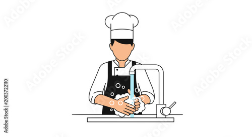 Chef Washing Hands Hygiene Kitchen Sink