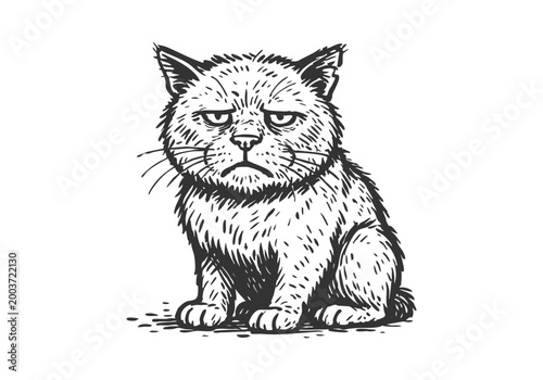 Stray Cat hand drawn simple sketch vector illustration