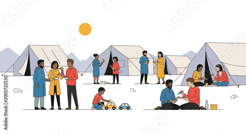 Humanitarian aid camp life