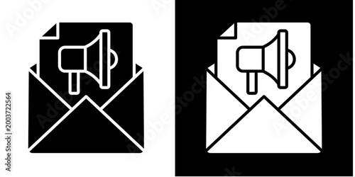 Email Marketing Icon Set White Glyph Style Collection