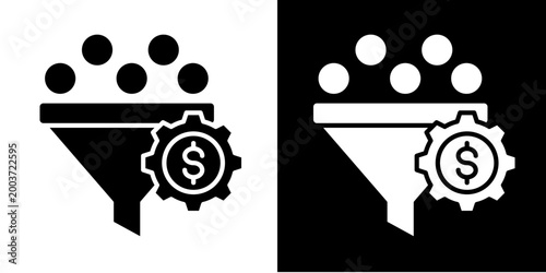 Sales Funnel Icon Set White Glyph Style Collection