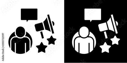 Influencer Marketing Icon Set White Glyph Style Collection