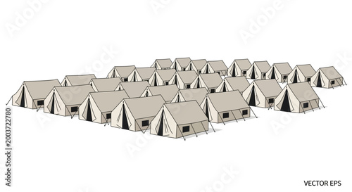 Many Tents Arranged In Rows
