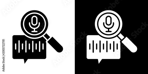 Voice Search Icon Set White Glyph Style Collection