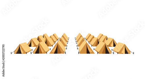 Many Tents Arranged in Rows