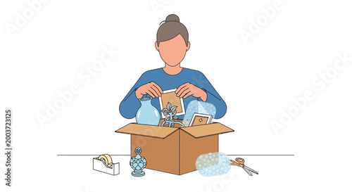 Packing items into a cardboard box
