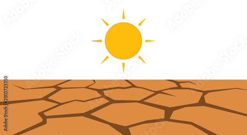Dry cracked earth and sun