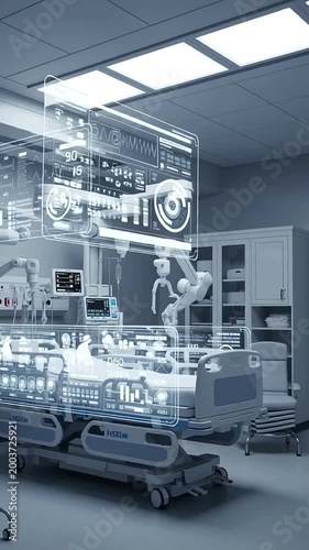 Hospital Room with Digital Holographic Display.