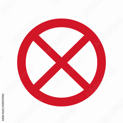 Free Download Flat Vector No Entry Sign Icon: Universal prohibition symbol indicating restriction or forbidden area access, minimalist graphic - GFXLoad