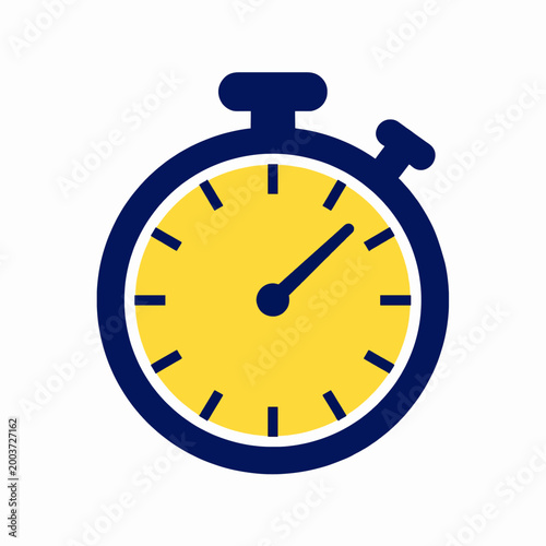 Flat vector icon representing a time recap or summary review, featuring a stopwatch and play button symbol for presentation materials.