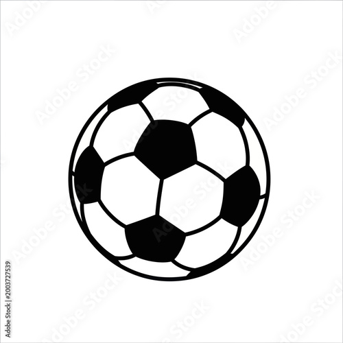 Classic Soccer Ball Illustration, Black and White, Isolated on White Background