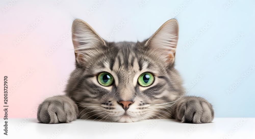 Obraz premium Cute Cat Peeking Over Edge Portrait