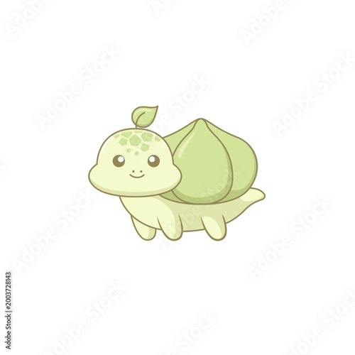 Cute Green Turtle Monster Illustration