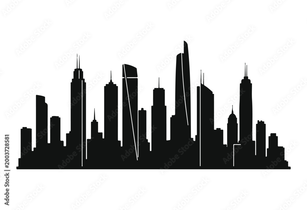 Obraz premium Vector illustration of city skyline, new york city skyline silhouette, city building silhouette. 