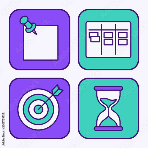 Task Management Icons Set for Planning Workflow Design