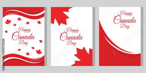 Canada Day Greeting Cards: A collection of festive greeting cards celebrating Canada Day, featuring iconic maple leaf symbols and elegant design elements.