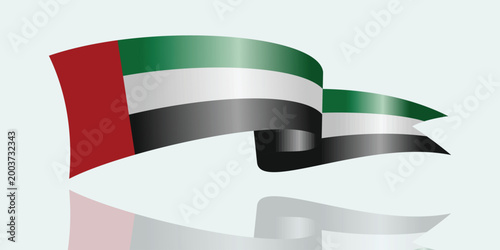 United Arab Emirates Flag in Motion: A vibrant depiction of the United Arab Emirates flag, waving gently, symbolizing national pride and heritage.