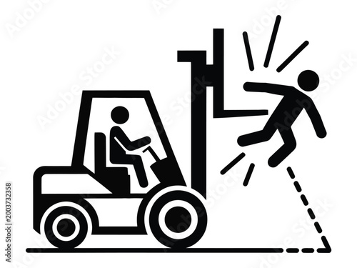 Fotografie Forklift accident scene, high quality illustration of a person being struck by a