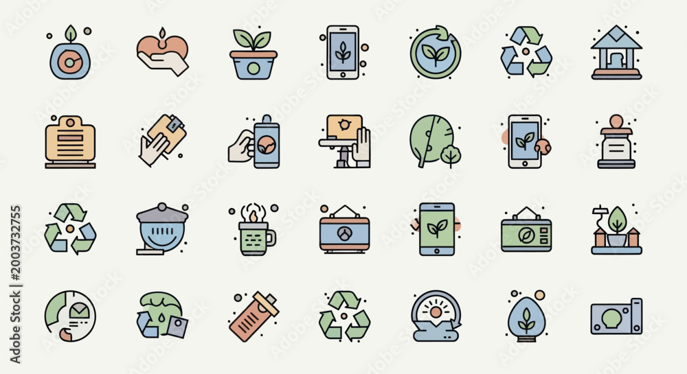 Obraz premium Eco friendly icons environment and recycling