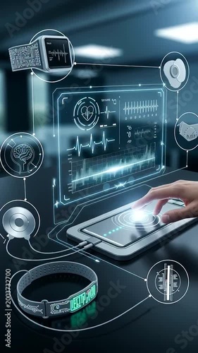 Futuristic Health Monitoring Technology Interface.