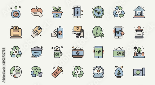 Eco friendly icons environment and recycling