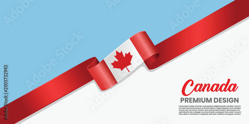 Canadian Flag Ribbon Design: A striking visual composition, presenting the Canadian flag as a flowing ribbon against a backdrop. The elegant design emphasizes the flag's iconic maple leaf. 