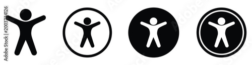 Accessibility icon set, universal access vector symbols collection, inclusive design icons for disability support, wheelchair access, hearing aid, visual assistance, mobility aid pictograms, clean mod