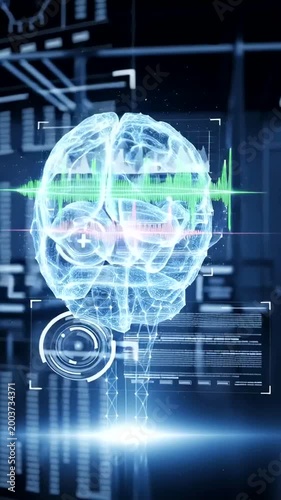 Futuristic Brain Technology and Digital Data.