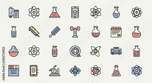 Science and technology icon set