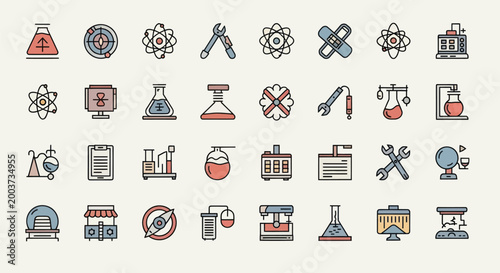 Science and technology icon set