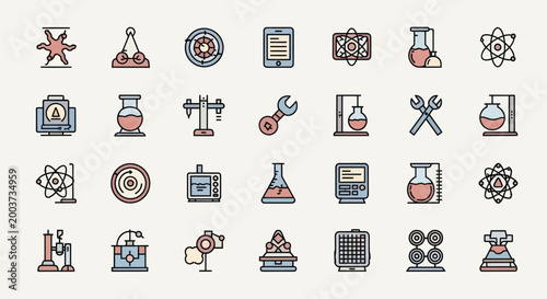 Science and technology icon set