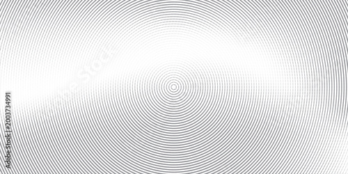 Sound Wave Frequency Concept with Concentric Circular Halftone Vector Background