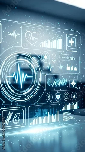 Futuristic Medical Interface with Health Data.
