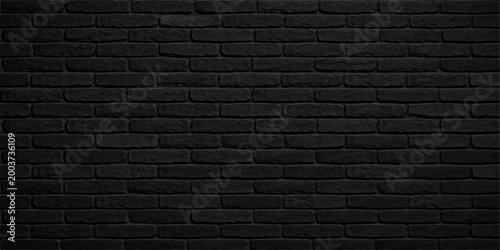 Tableau sur toile Dark black brick wall texture background with seamless pattern surface for abstr
