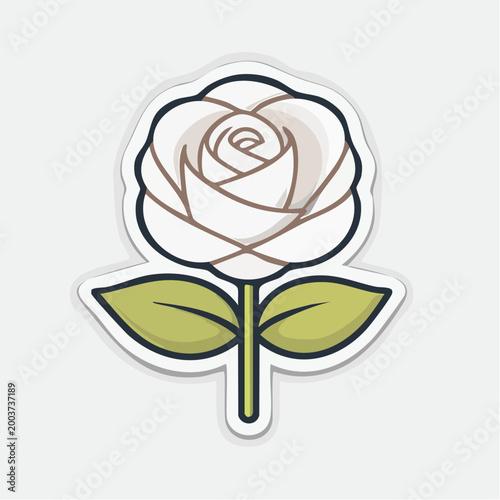 Stylized White Rose Sticker