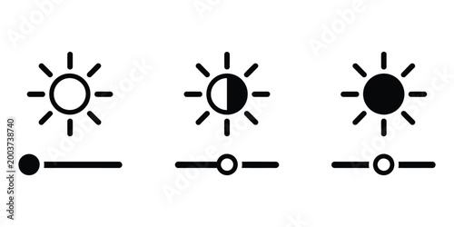 Tableau sur toile Brightness adjustment icons, contrast and light level control symbols, sun brigh