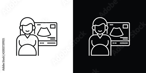 Fotografía Single icon of pregnancy ultrasound examination depicting an expectant mother's