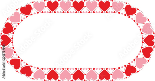 Heart-Shaped Border in Red and Pink for Valentine's Day, Love, and Romantic Decorative Concepts in Vector Style