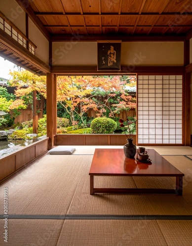 日本の四季の移ろい：伝統的な和室から望む春夏秋冬の花鳥風月