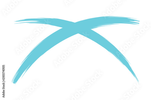 Artistic hand drawn brush stroke cyan blue sign icon texture on white background creative wrong and rejection symbol vector illustration